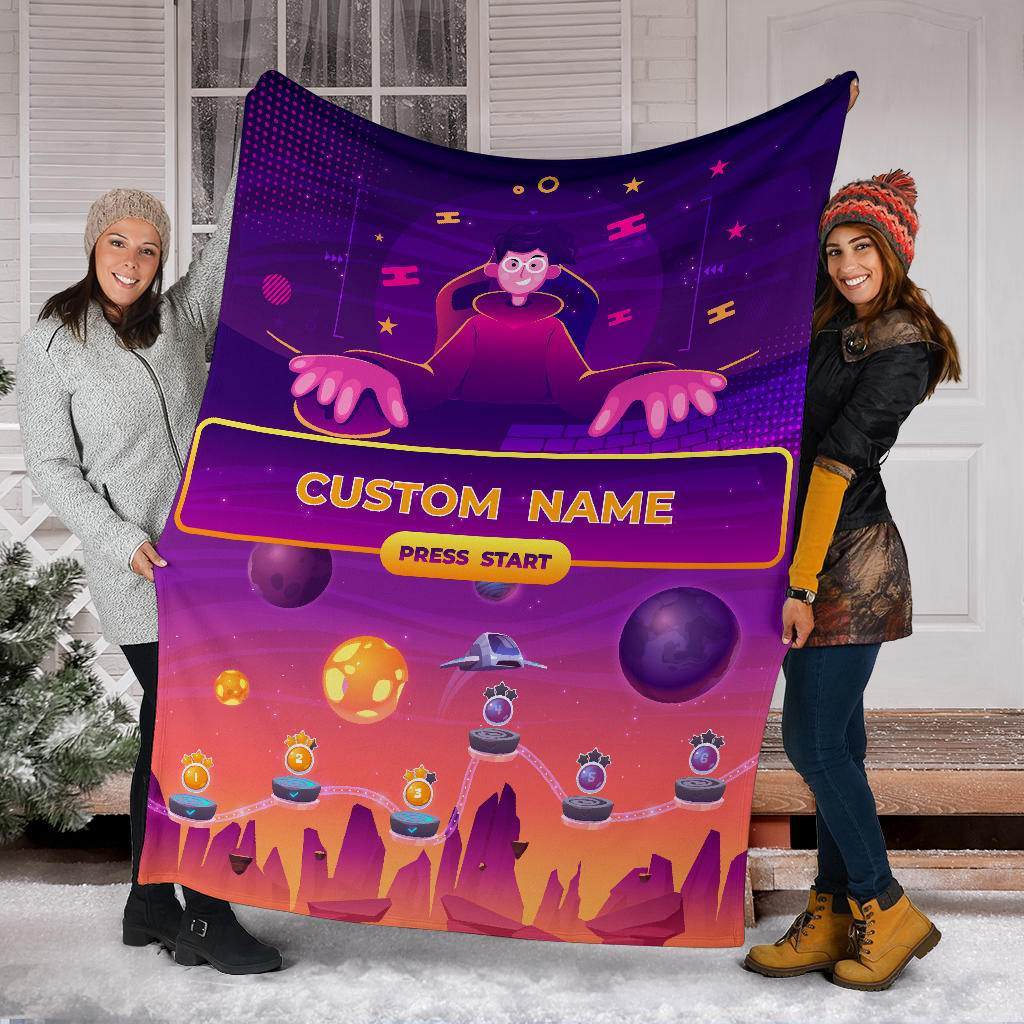Personalized Name Gaming, Gamer Blanket for Boys and Girls, Kids Name Blanket
