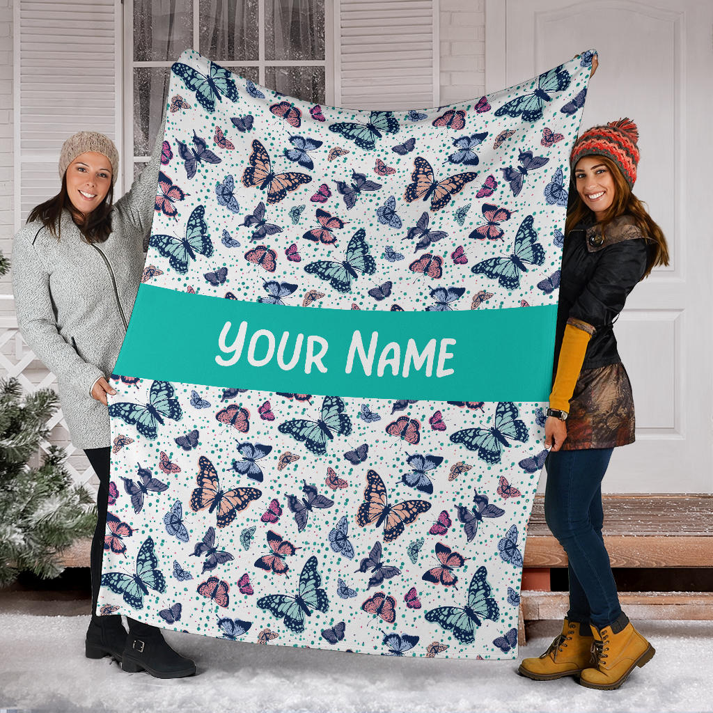 Personalized Name Butterflies Blanket for Girls & Boys, Children Blanket