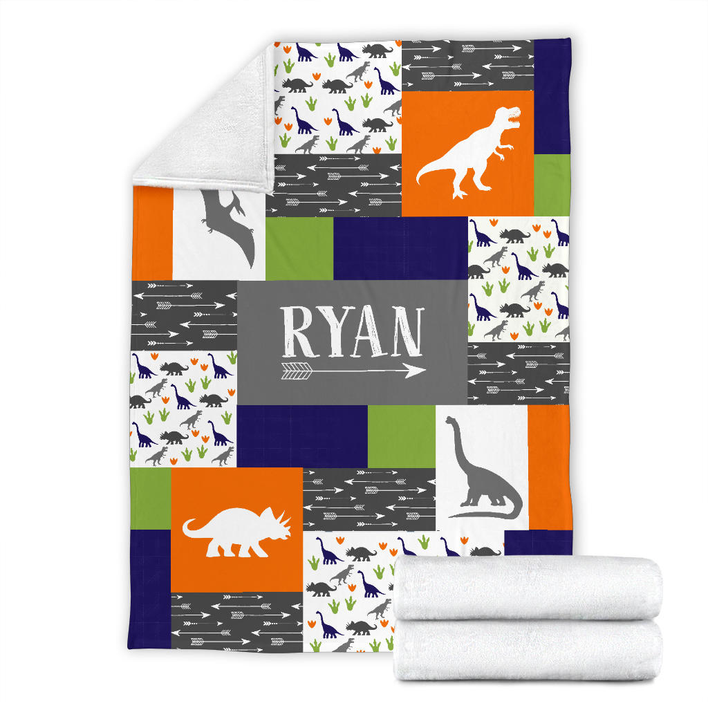 Personalized Dinosaur Blanket for Kids, Boys & Girls