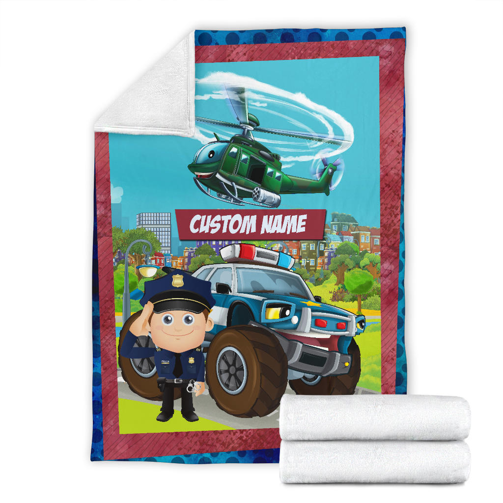 Personalized Name Police Blanket with Character Personalization