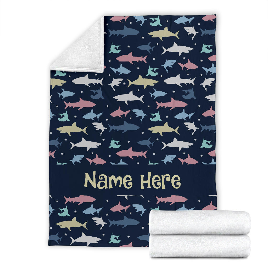 Personalized Name Shark Blanket for Kids