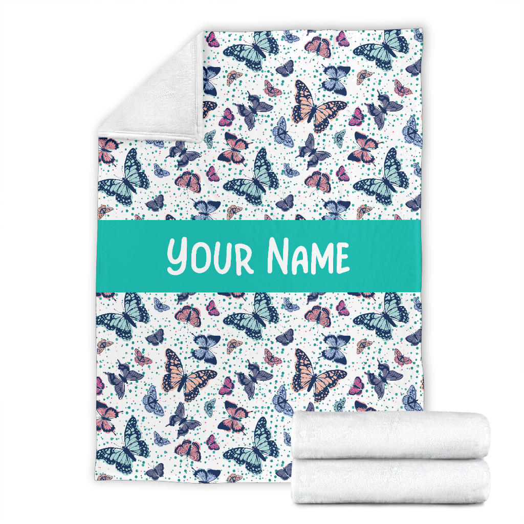 Personalized Name Butterflies Blanket for Girls & Boys, Children Blanket