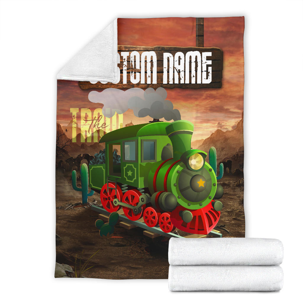 Personalized Name Wild West Train Blanket for Boys & Girls