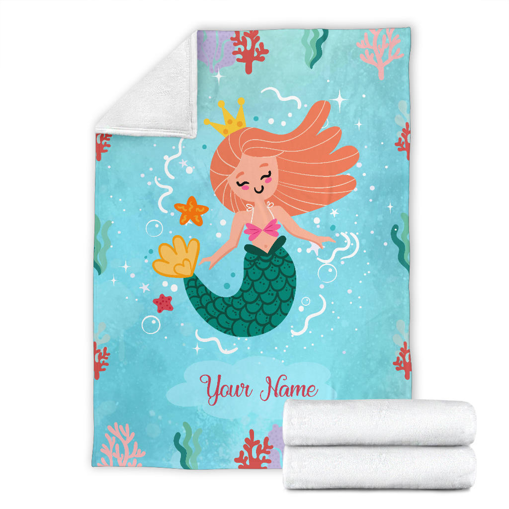 Personalized Name Mermaid Blanket for Girls