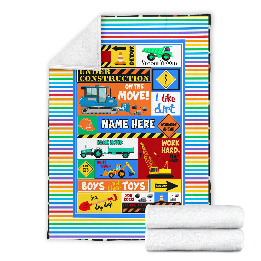 Under Construction Personalized Blanket for Boys