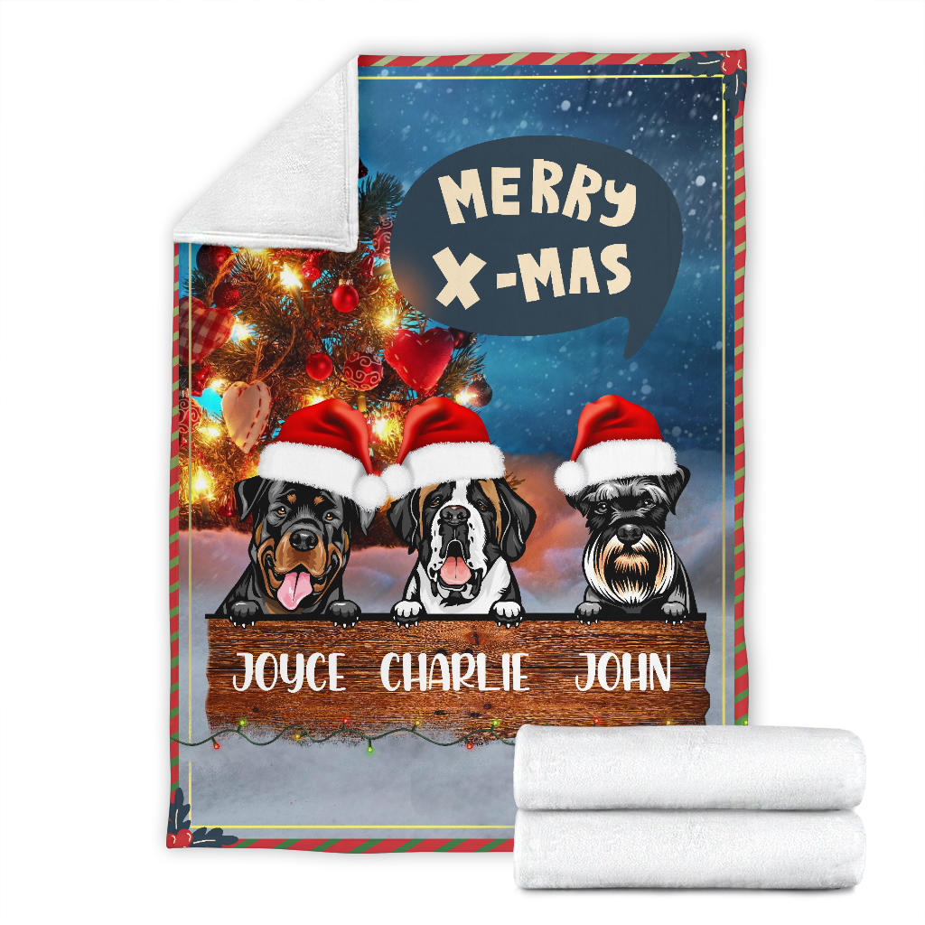 Personalized Cozy Christmas Blanket for Dog Lovers