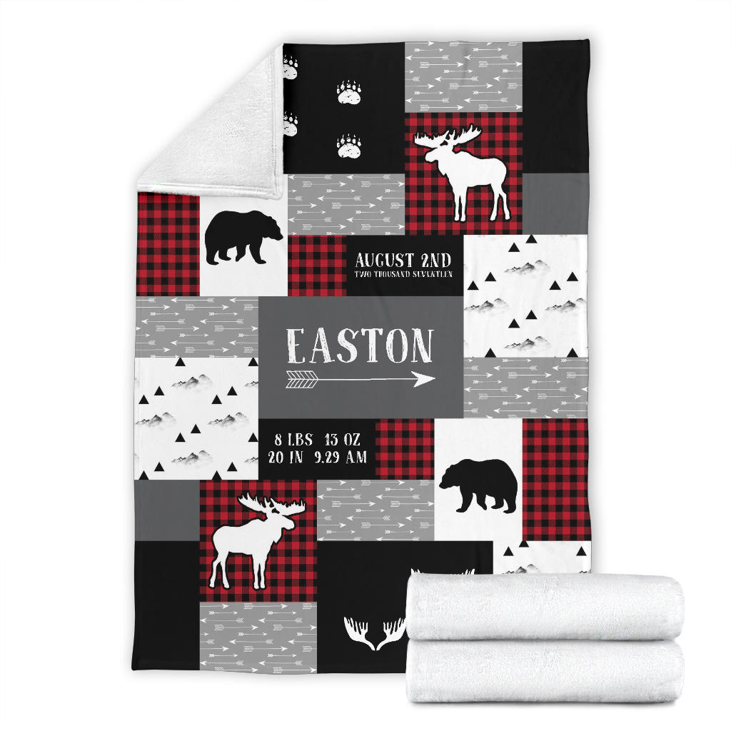 Red and Black Buffalo Plaid Personalized Baby Newborn Boy Blanket for Kids