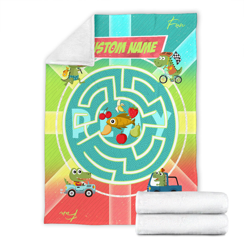 Personalized Name Dino, Dinosaur & Fish Blankets for Kids