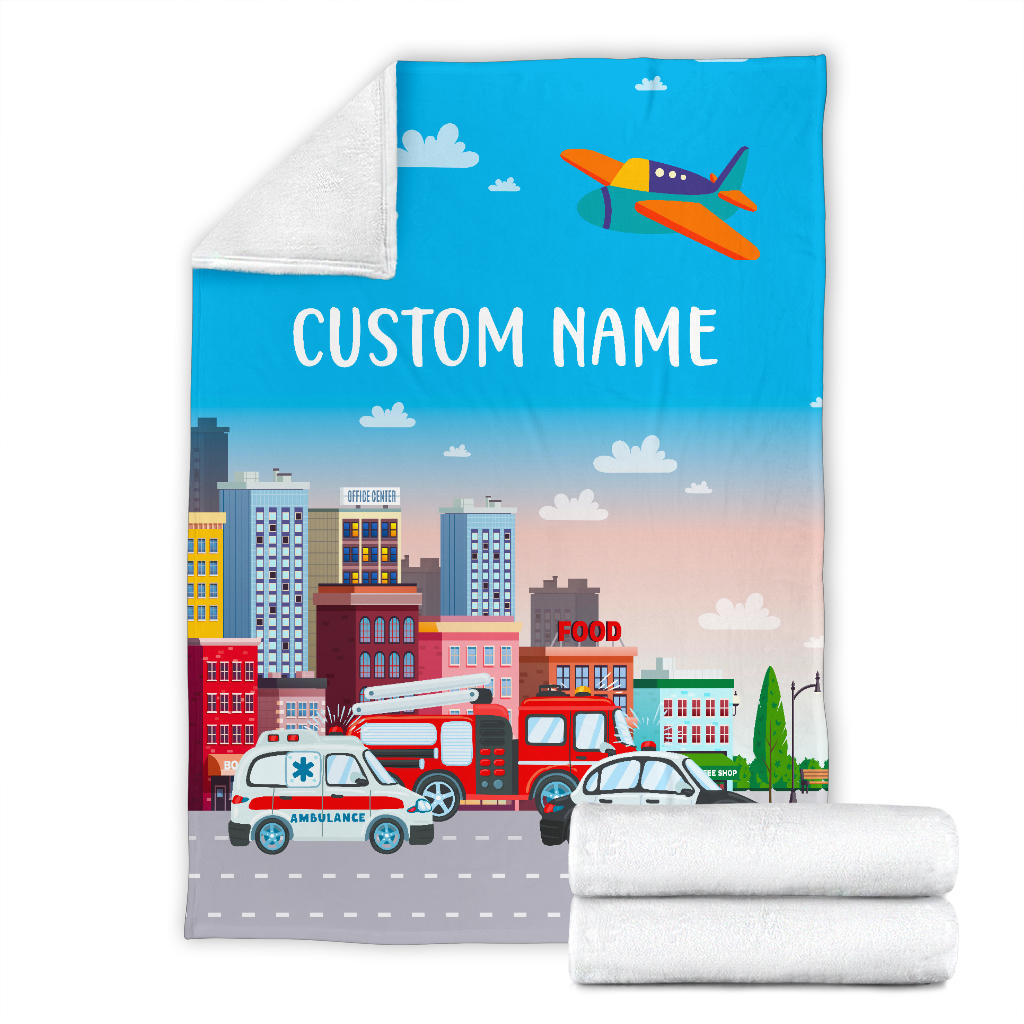 Personalized Name Police, Ambulance, Firefighter 911 Blanket for Kids, Boys & Girls Blanket