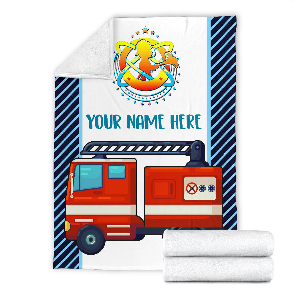Personalized Name Firefighter Blanket for Boys