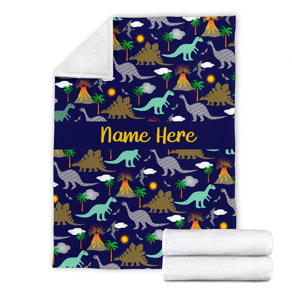 Personalized Dinosaurs, Dino World Blanket for Boys & Girls, Kids
