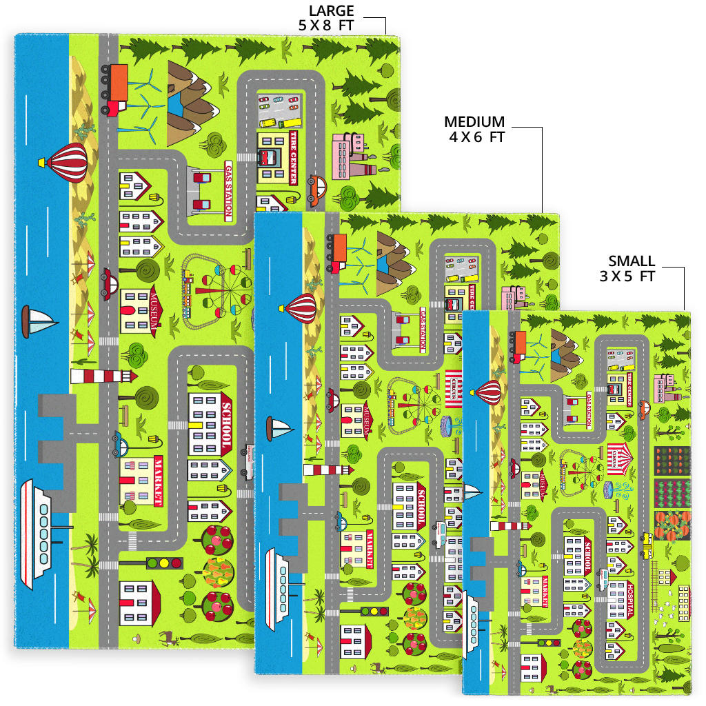 City Streets with River Play Mat For Kids, Activity Rug for Boys, Girls & Toddlers