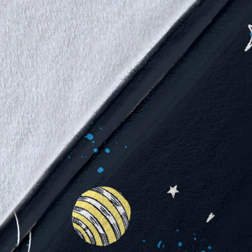 Personalized Name Space Blanket with Rockets & Planets for Boys & Girls
