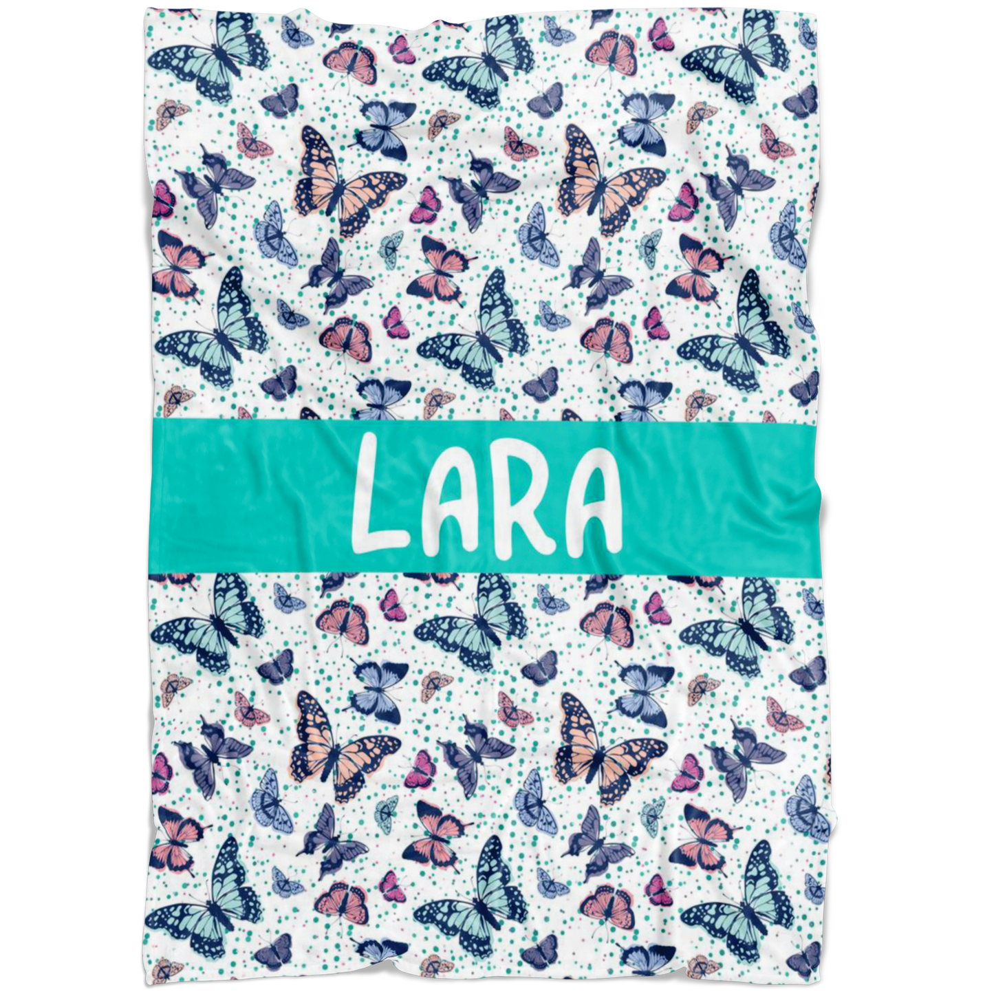 Personalized Name Butterflies Blanket for Girls & Boys, Children Blanket - Lara