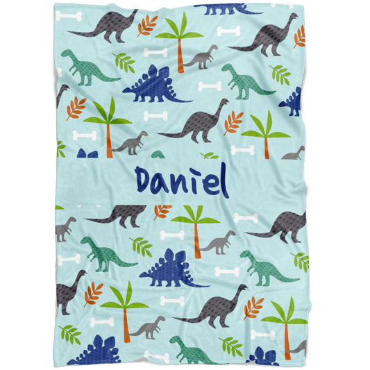 Personalized Dinosaur, Dino World Blanket for Boys, Kids - Daniel