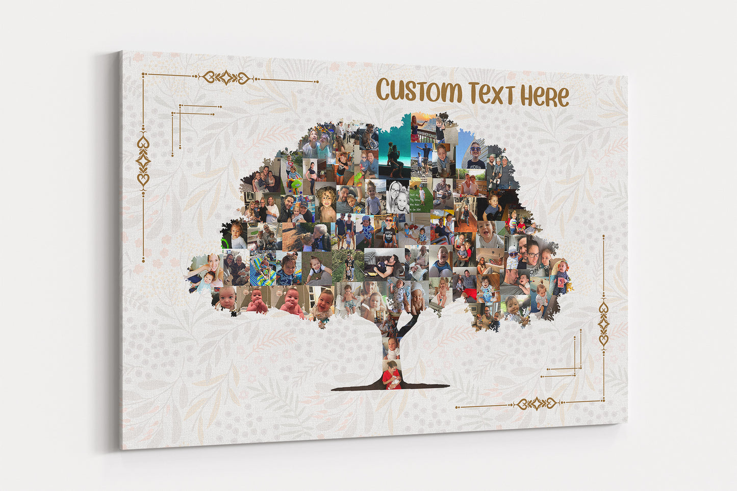 Family Tree Photo Collage Wall Art - Gold Frame