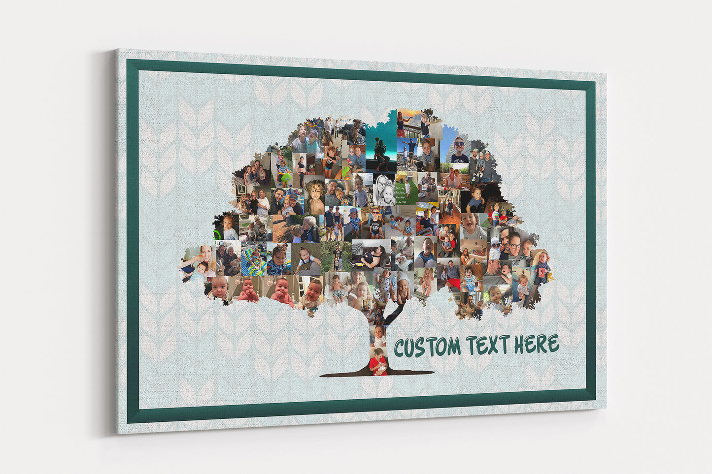 Family Tree Photo Collage Wall Art - Green Frame