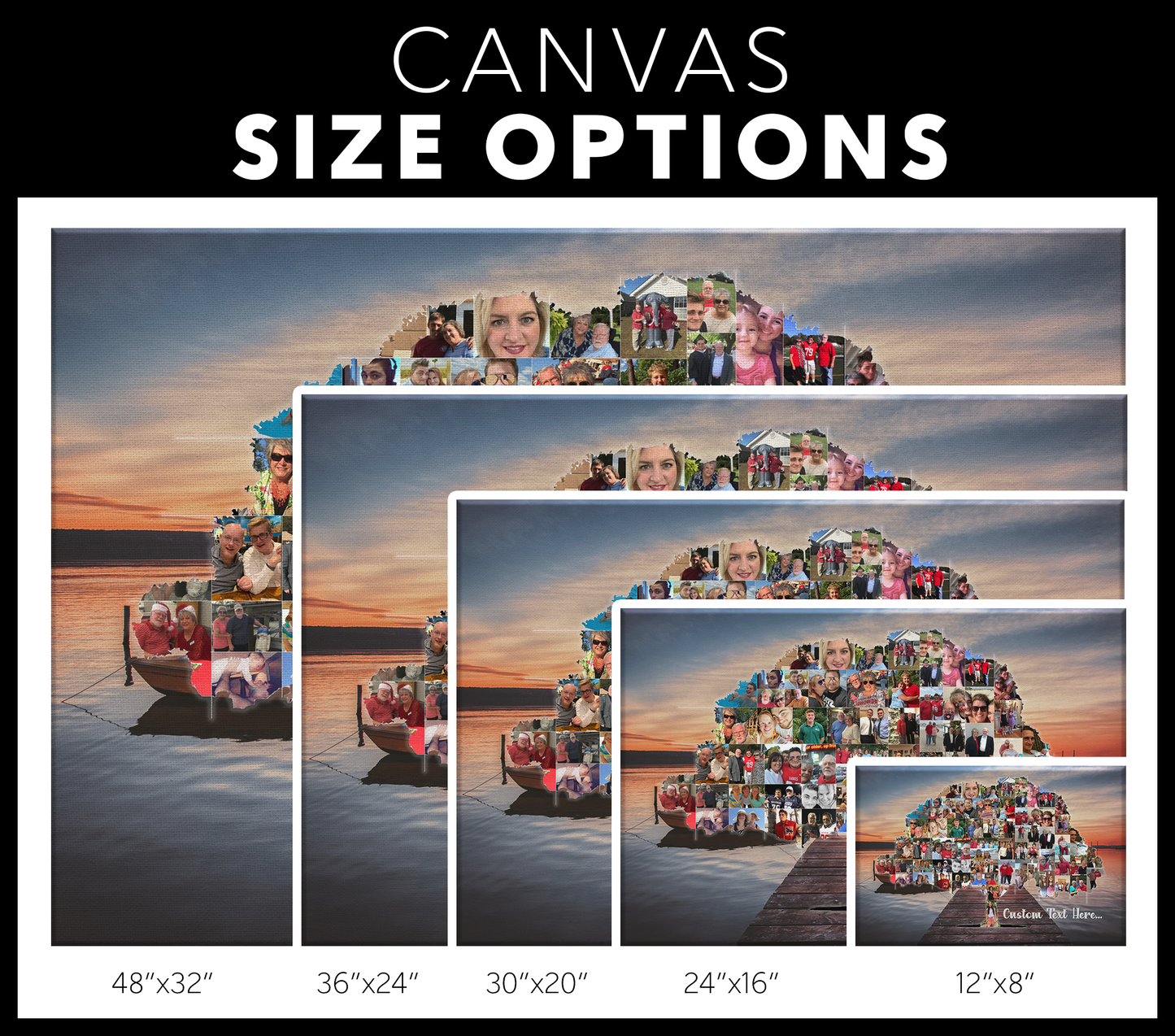 Family Tree Photo Collage Wall Art - Lake Sunset