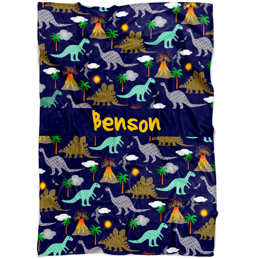 Personalized Dinosaurs, Dino World Blanket for Boys & Girls, Kids - Benson