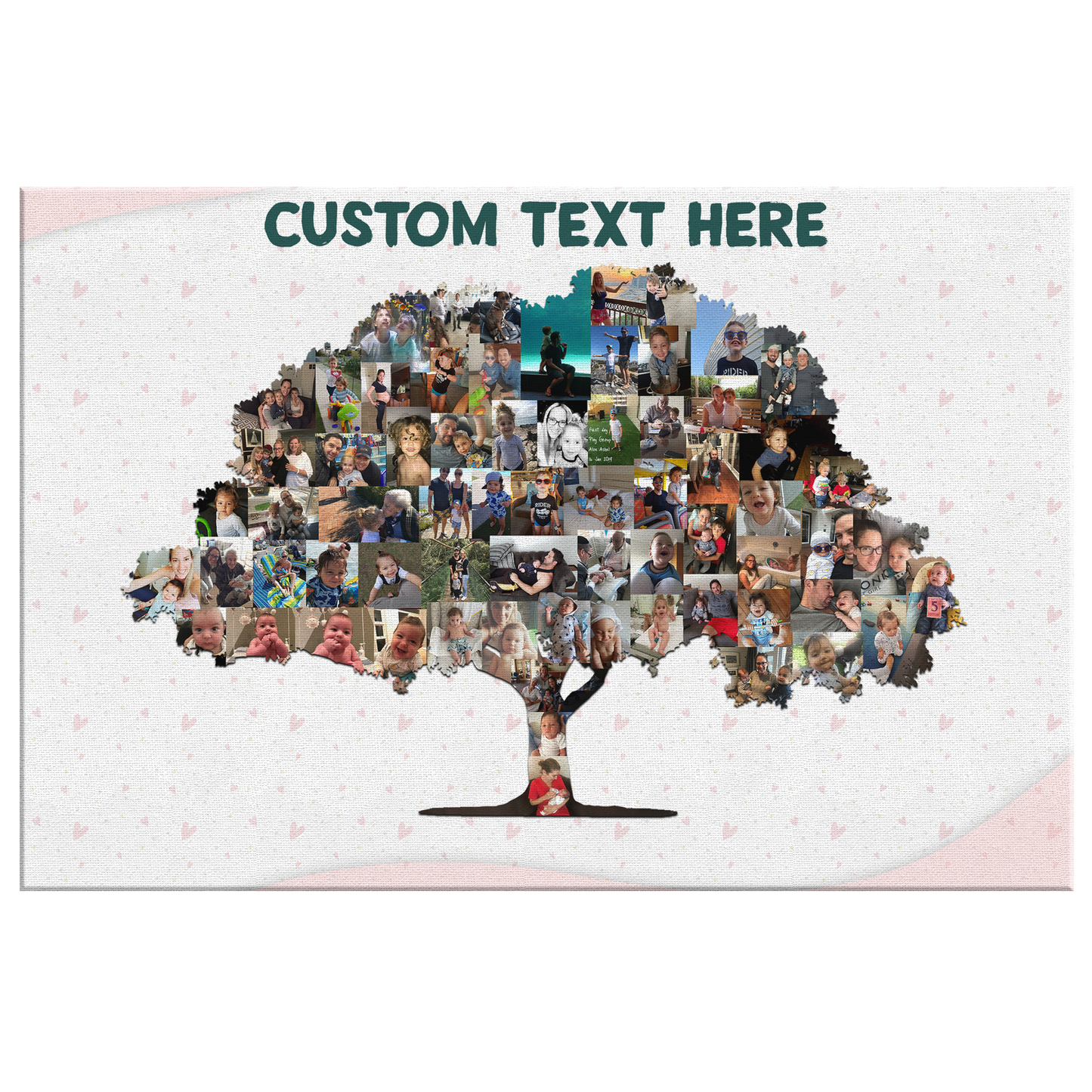 Family Tree Photo Collage Wall Art - Little Hearts