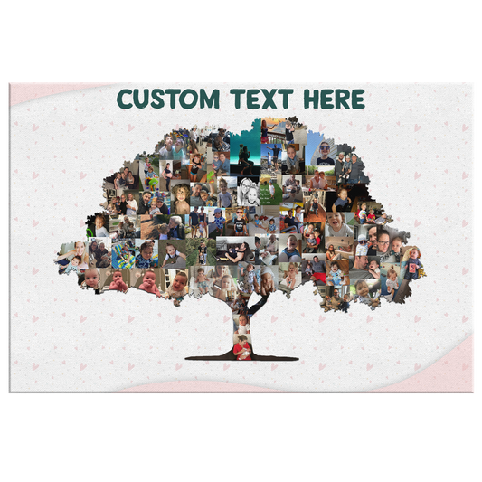 Family Tree Photo Collage Wall Art - Little Hearts