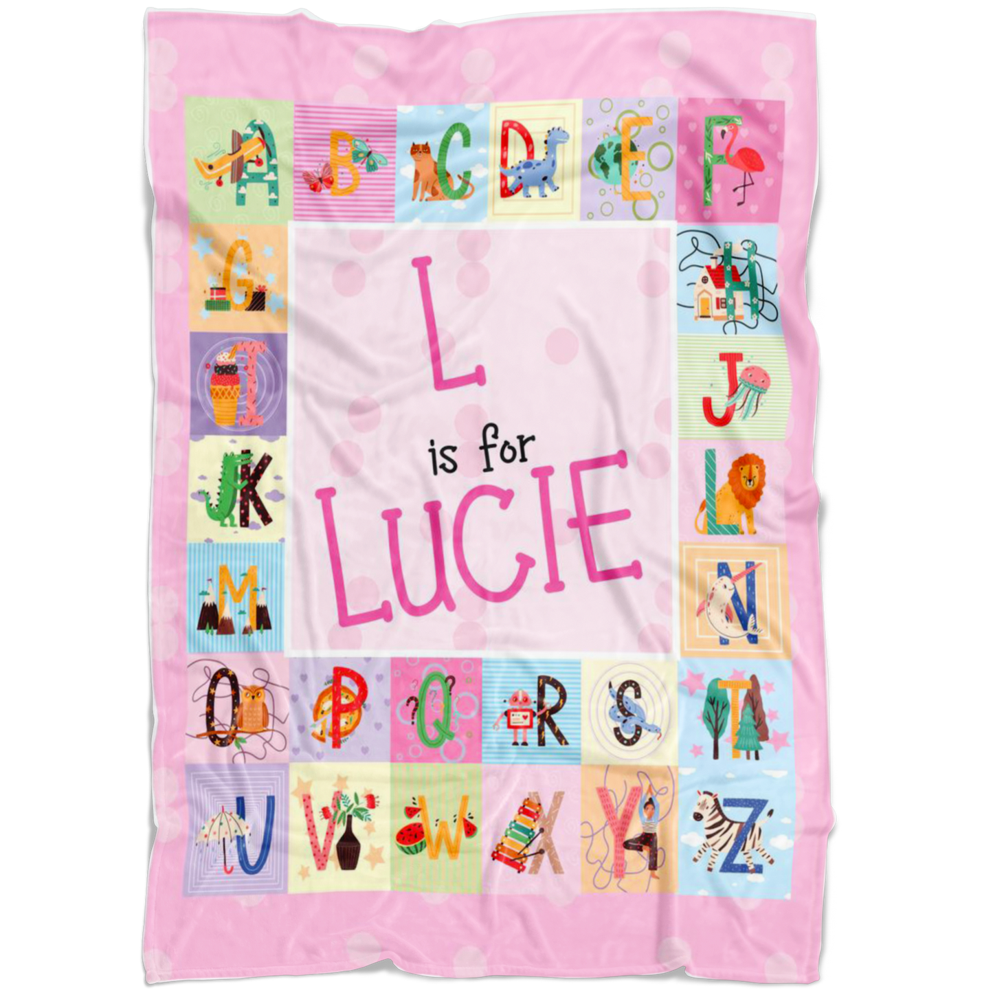 Personalized Name ABC Blanket for Babies & Girls / L for Lucie