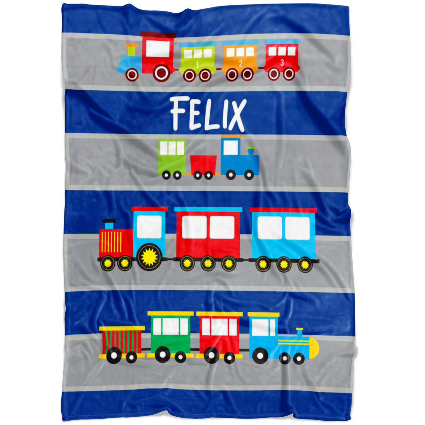 Personalized Name Train Blanket for Kids, Boys & Girls - Felix