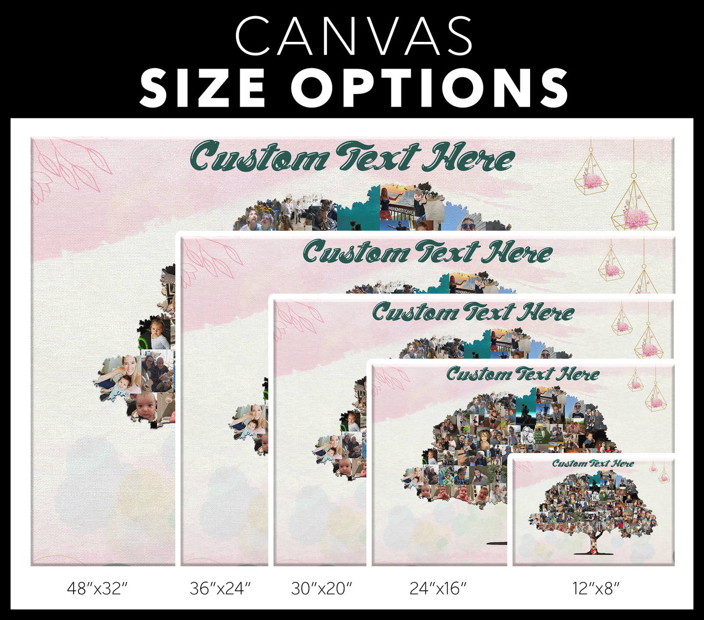 Family Tree Photo Collage Wall Art - Rose