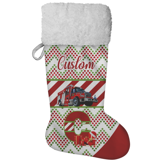 Personalized Name Christmas Stockings with Fire Truck