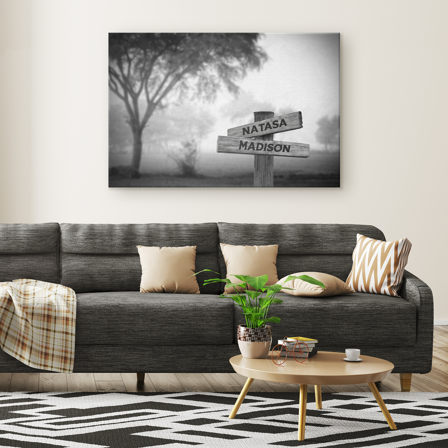 Personalized Multi Names Family Canvas Wall Art - Woods