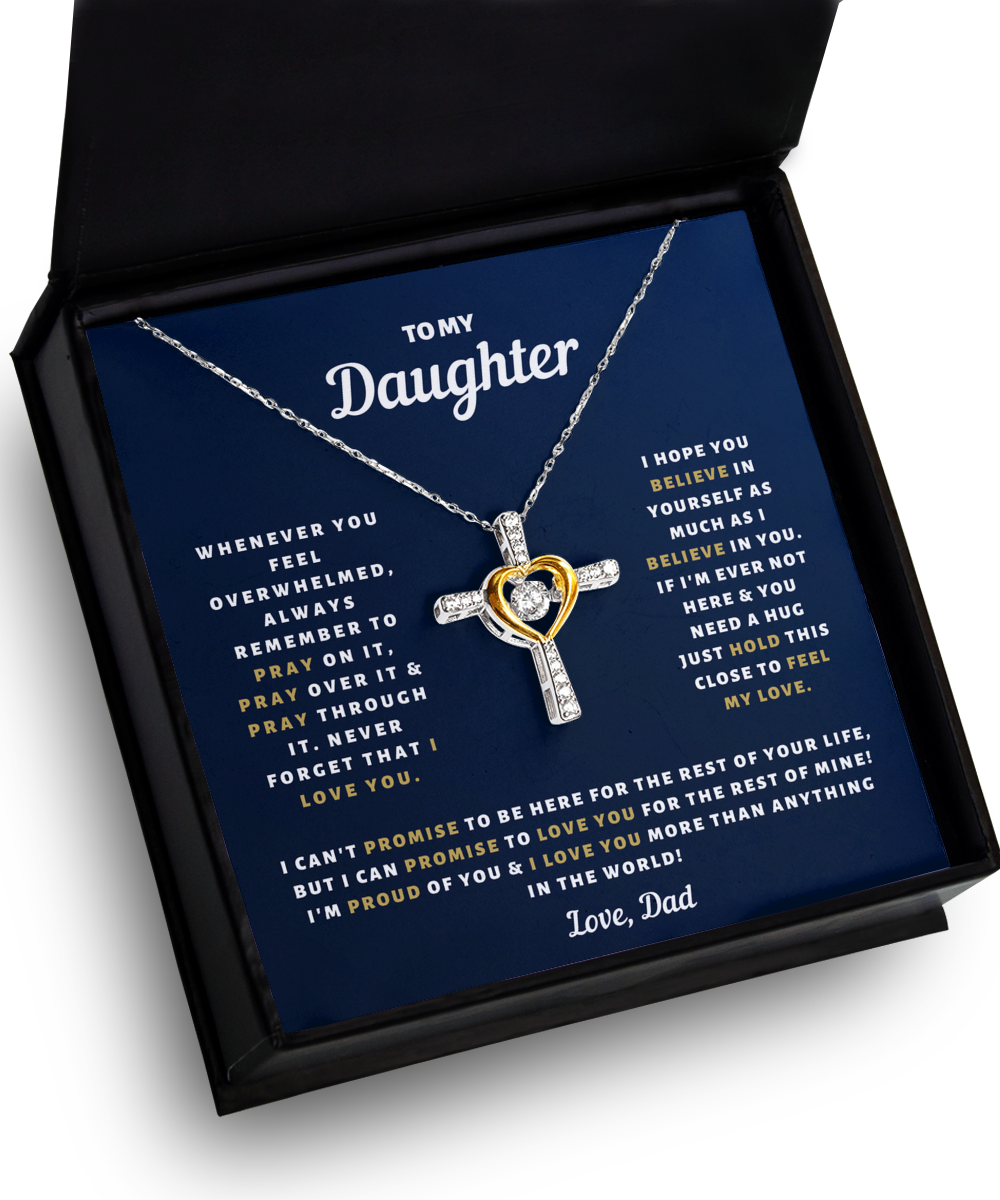 Daughter - Believe - Love Dad - Daughter Necklace - Cross Dancing Necklace