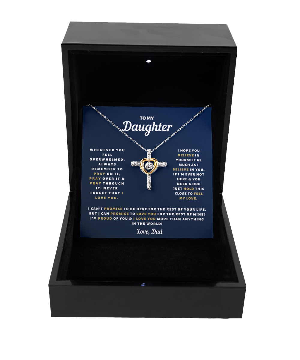 Daughter - Believe - Love Dad - Daughter Necklace - Cross Dancing Necklace