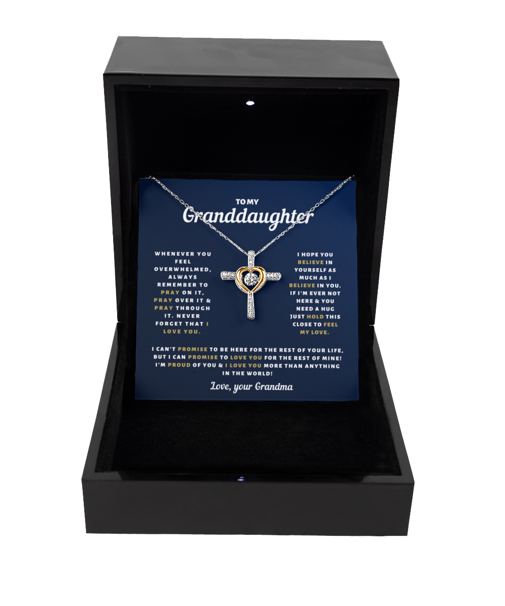 Granddaughter - Believe & Pray - Love Your Grandma - Cross Dancing Necklace