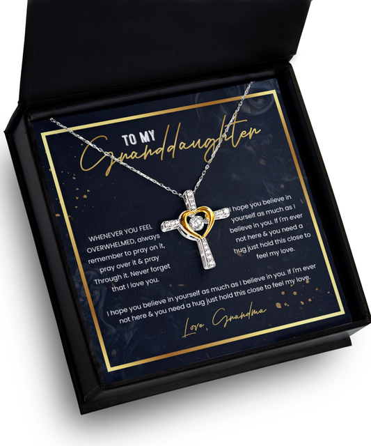 Granddaughter - Believe & Pray - Love Grandma - Cross Dancing Necklace