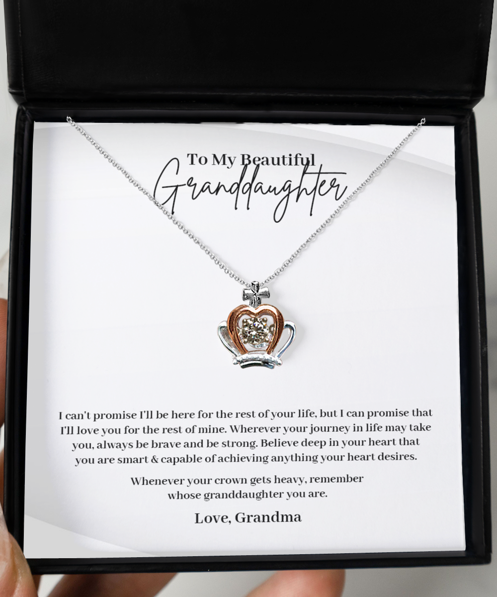 Granddaughter - Crown - Love Grandma - Crown Necklace - 925 Sterling Silver