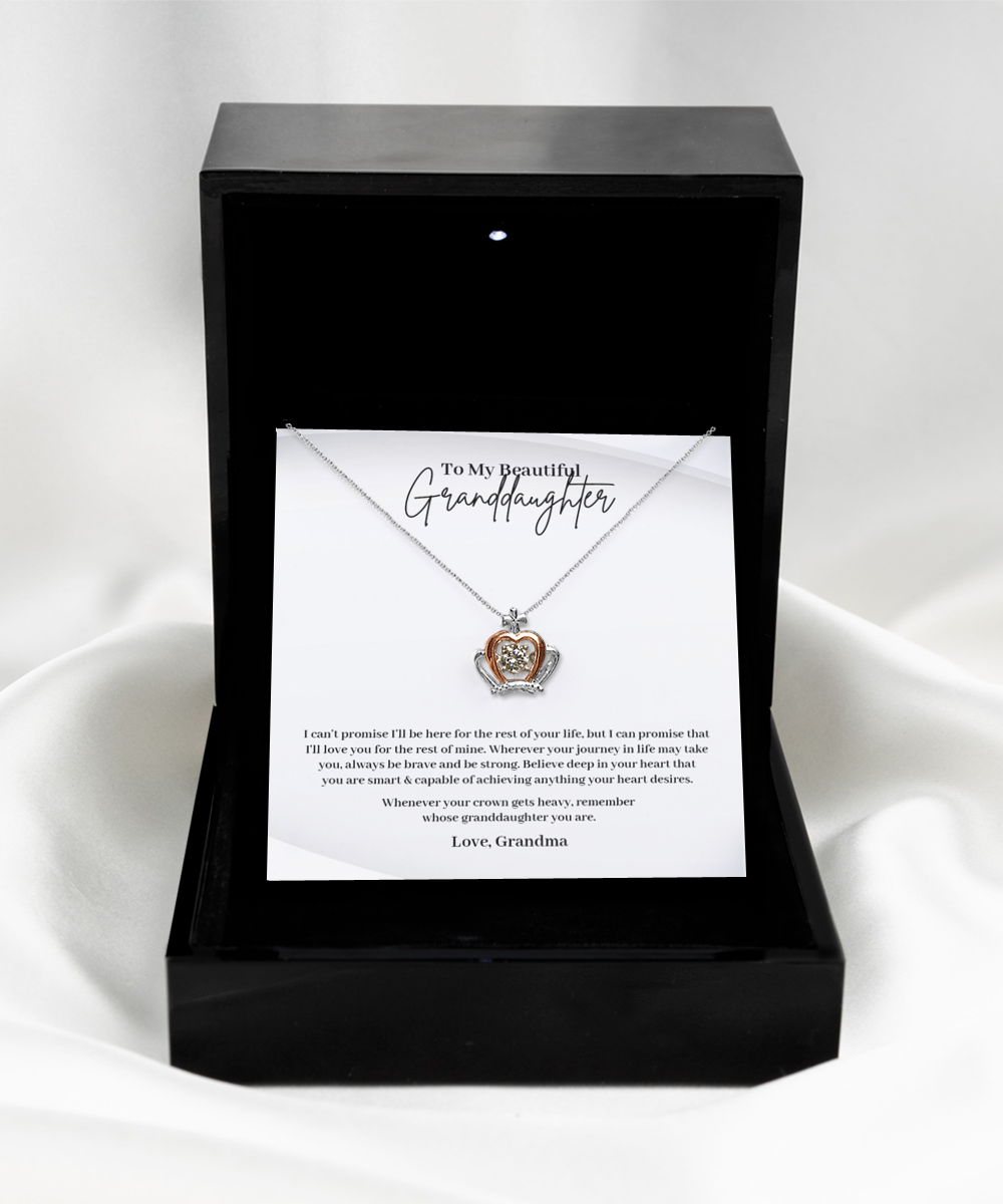 Granddaughter - Crown - Love Grandma - Crown Necklace - 925 Sterling Silver