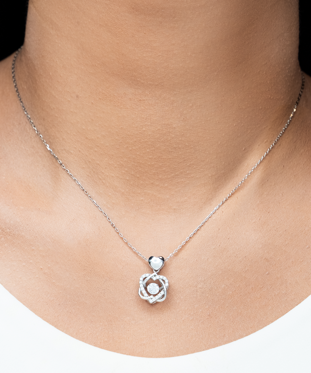 Granddaughter - Grandma - Heart Knot Silver Necklace