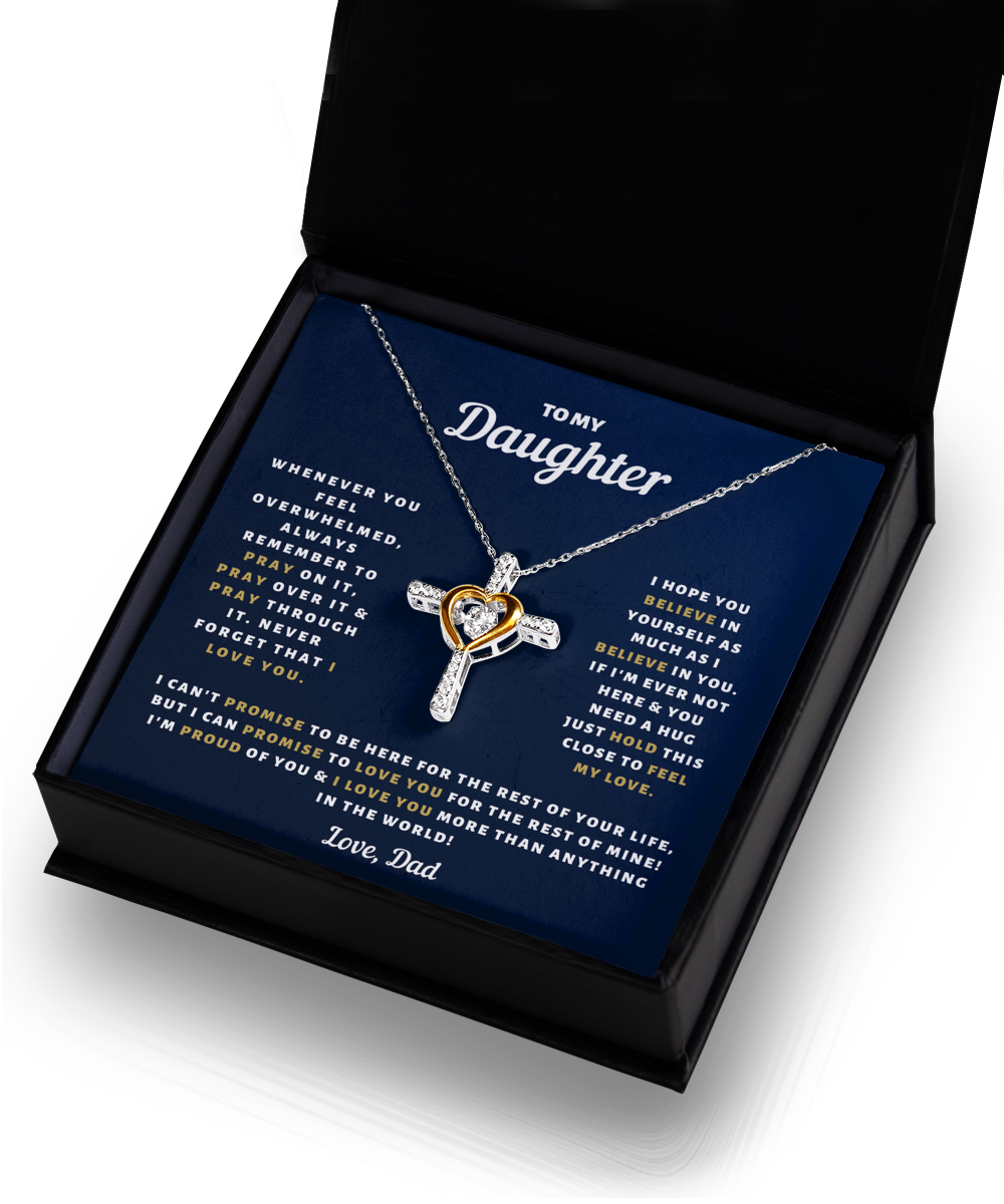 Daughter - Believe - Love Dad - Daughter Necklace - Cross Dancing Necklace