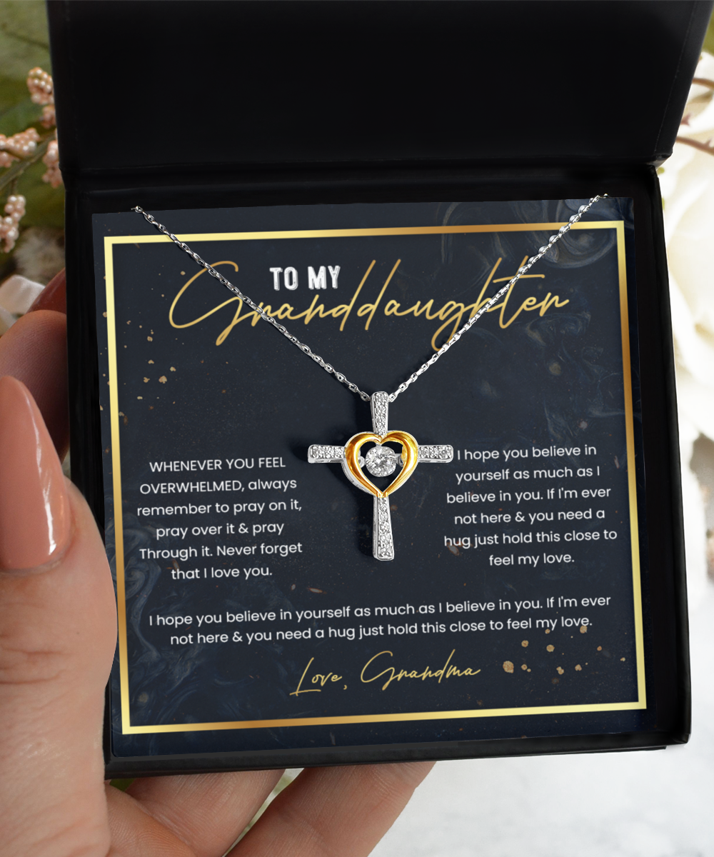 Granddaughter - Believe & Pray - Love Grandma - Cross Dancing Necklace