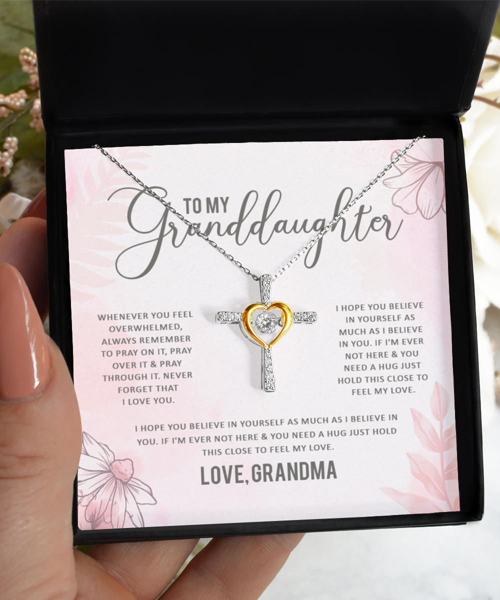Granddaughter - Believe & Pray - Love Grandma - Cross Dancing Necklace