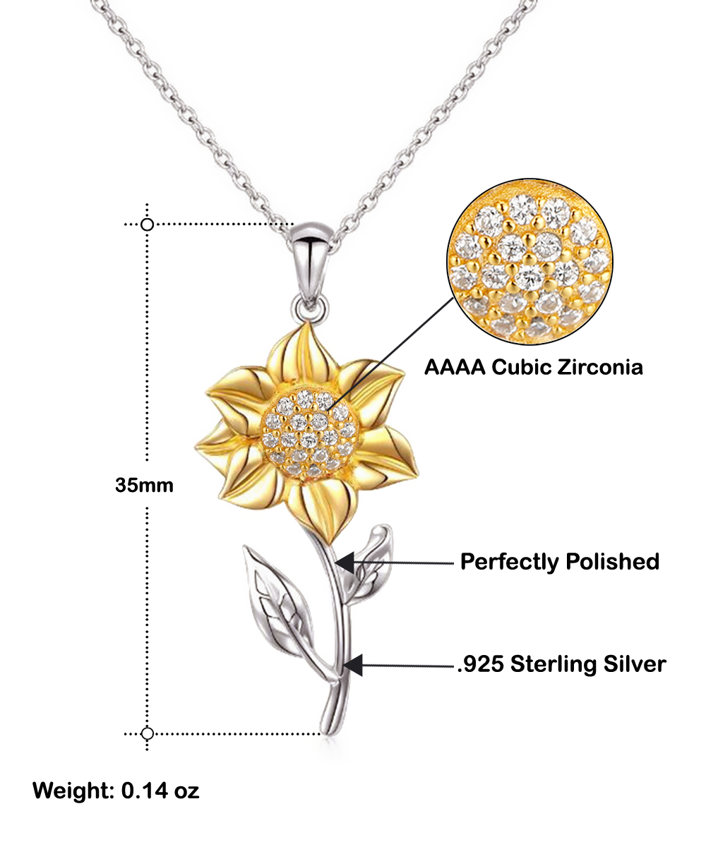 Granddaughter - Believe - Love Grandma - Sunflower 925 Sterling SilverNecklace