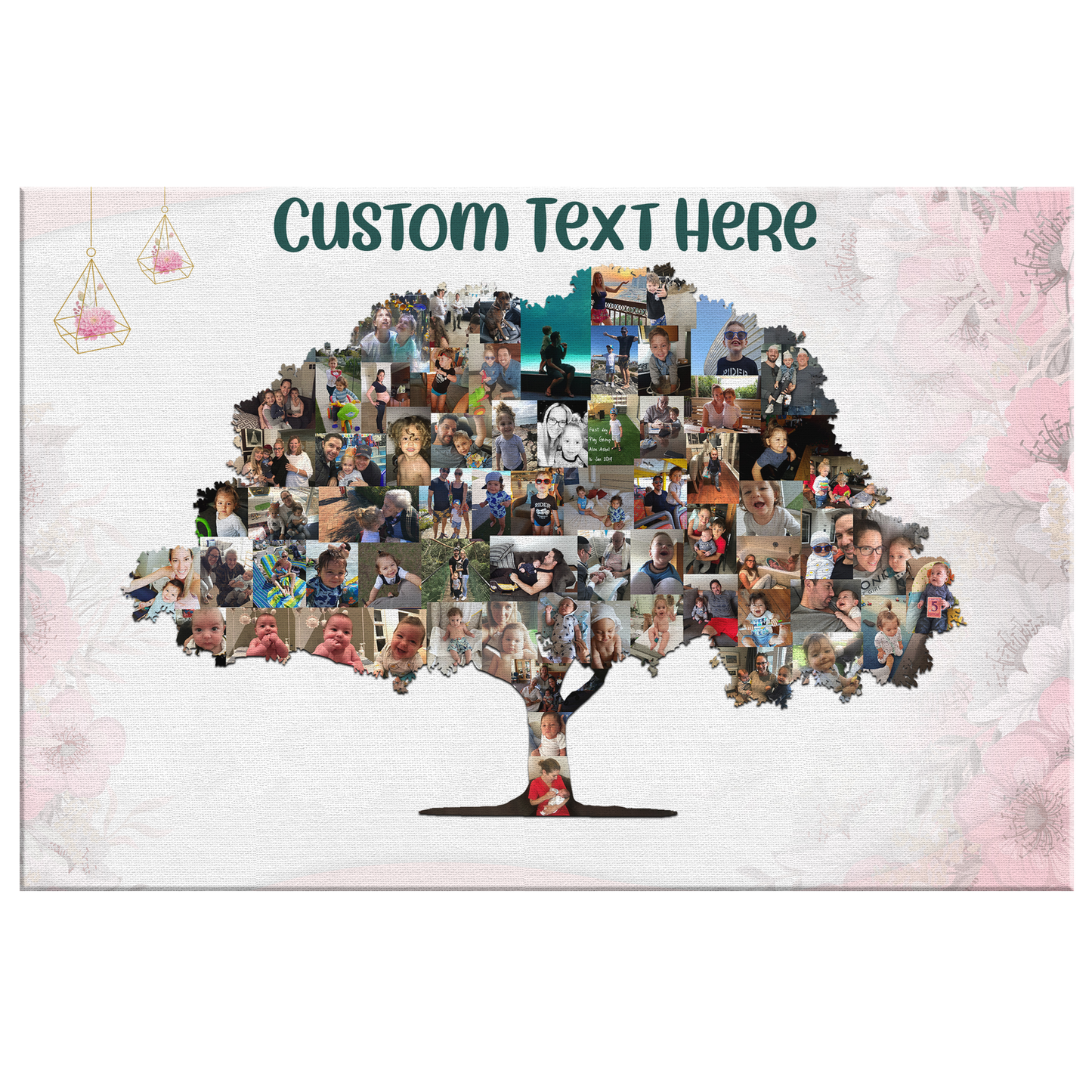 Family Tree Photo Collage Wall Art - Rose Flowers