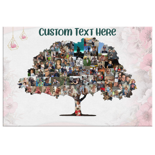 Family Tree Photo Collage Wall Art - Rose Flowers