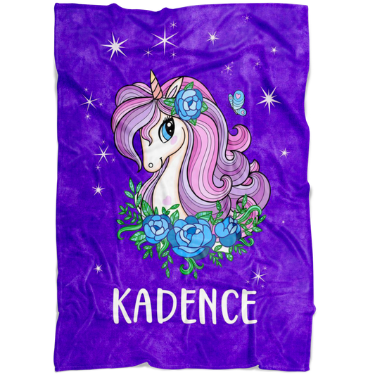 Personalized Name Sparkling Unicorn Purple Blanket for Girls & Babies - Kadence