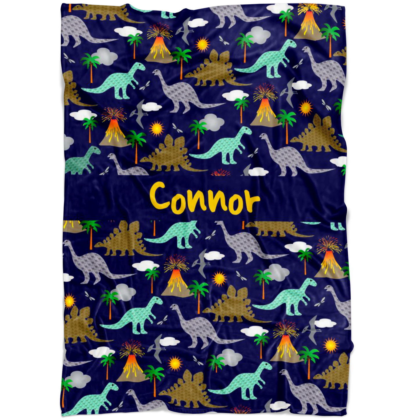 Personalized Dinosaurs, Dino World Blanket for Boys & Girls, Kids - Connor