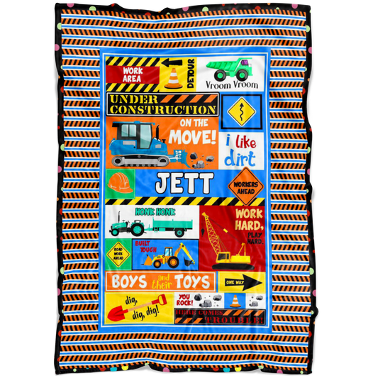 Under Construction Personalized Blanket for Boys - Jett