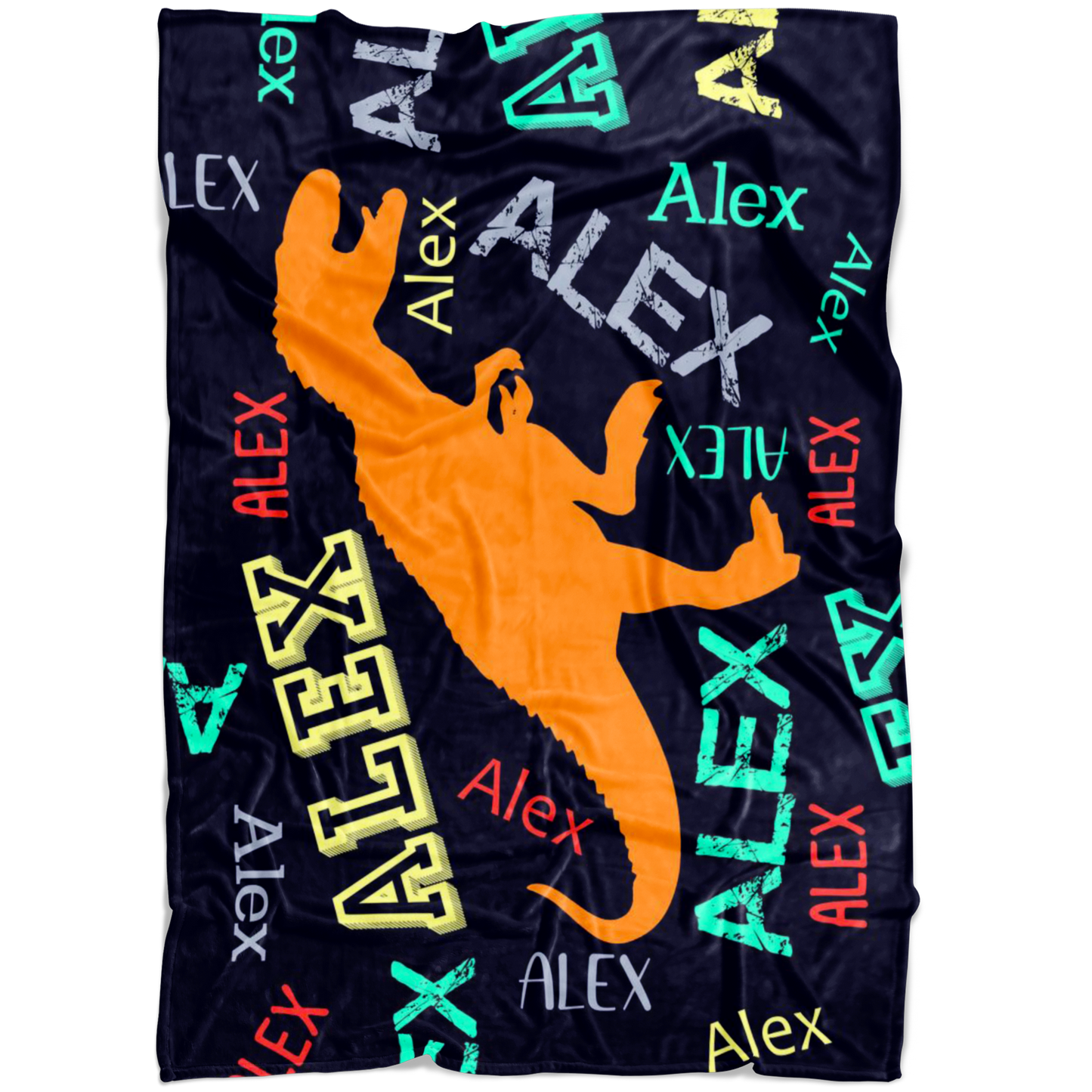 Dinosaurs T-Rex Personalized Name Blanket for Boys, Kids - Alex