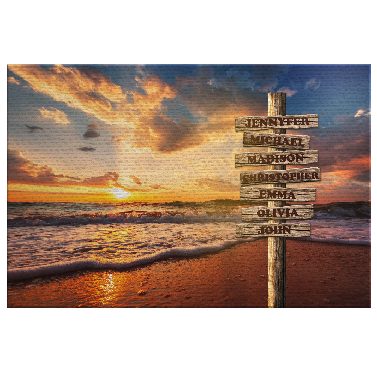 Ocean Sunset Multi-Names Premium Name Canvas