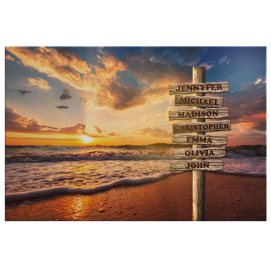 Ocean Sunset Multi-Names Premium Name Canvas