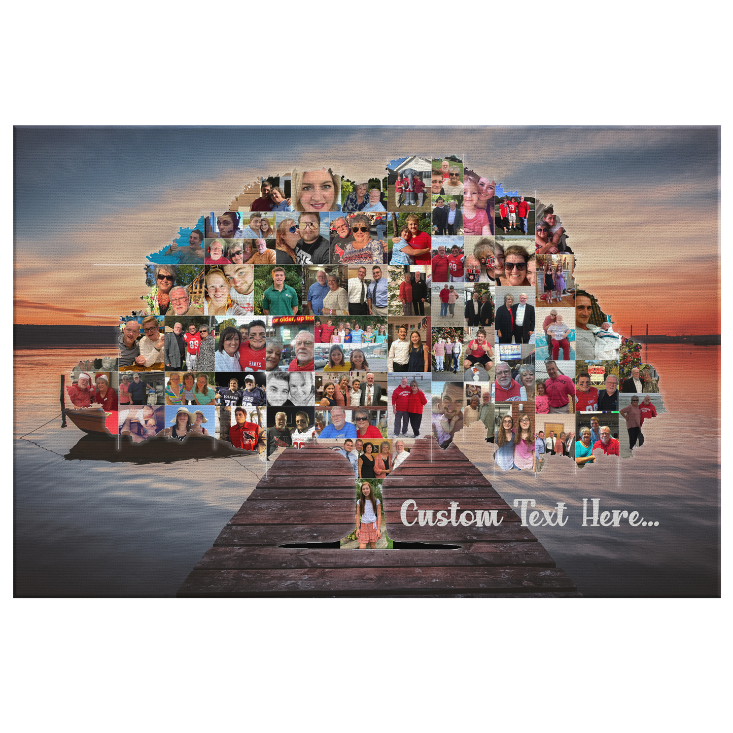 Family Tree Photo Collage Wall Art - Lake Sunset